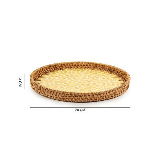 Round Rattan Tray | Decorative Tray | Cane Gift Hamper Tray | Serving Tray