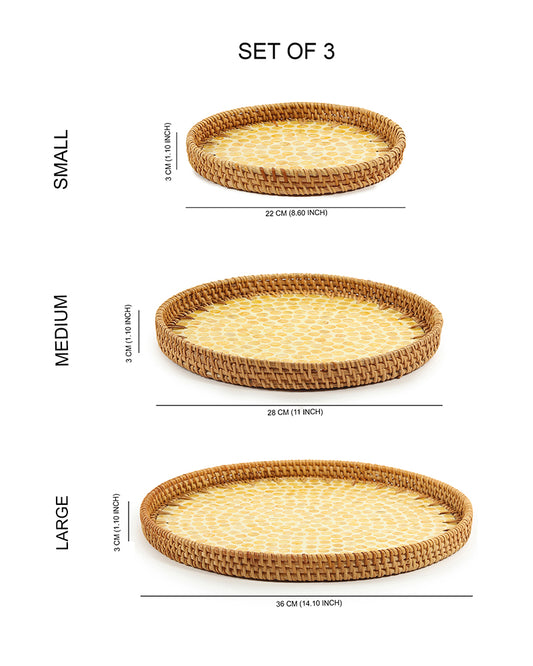 Round Rattan Tray | Decorative Tray | Cane Gift Hamper Tray | Serving Tray