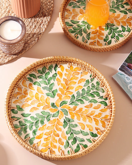 Decorative Tray | Tray For Gifting | Round Tray | Bamboo Tray | Tray For Kitchen Organizer