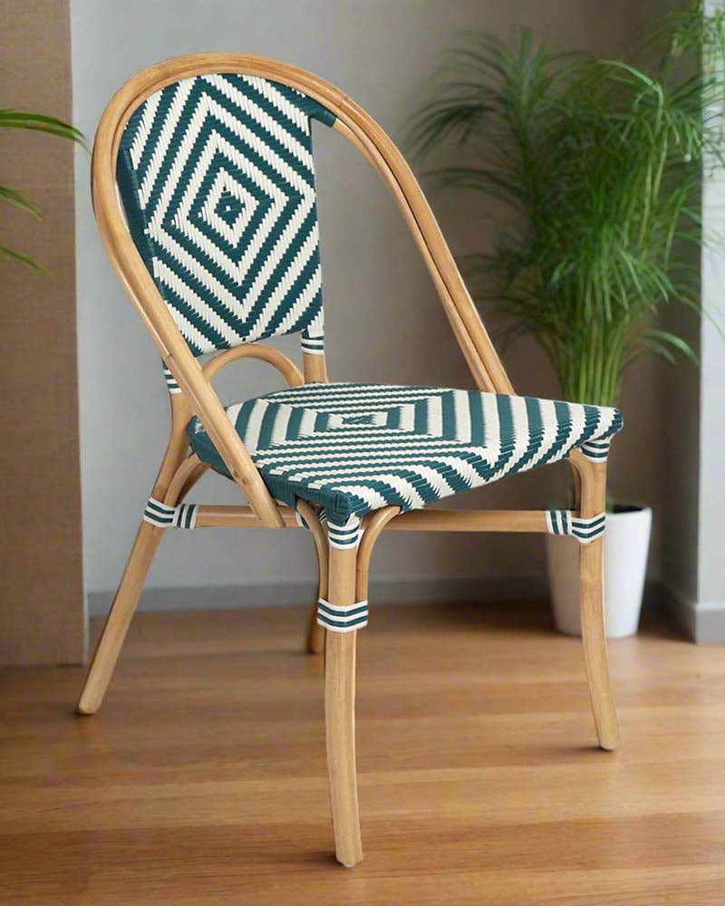 Green Bistro Bamboo Chair | Rattan Chair | Cane Furniture