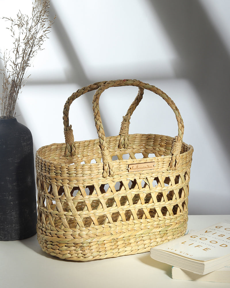 Seagrass Fruit Hamper Basket Oval - Jali