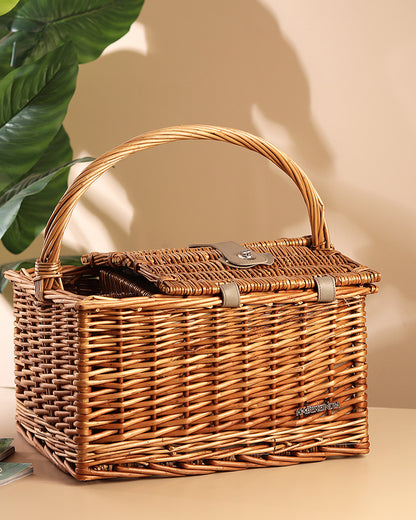 Wicker Picnic Basket | Picnic Basket | Willow Picnic Hamper Set | Vintage-Style Wicker Picnic Hamper