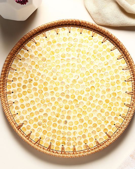 Round Rattan Tray | Decorative Tray | Cane Gift Hamper Tray | Serving Tray