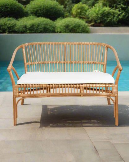 Bira Bamboo Cane Sofa With Cushion | Rattan Garden Sofa | Bamboo Cane Sofa