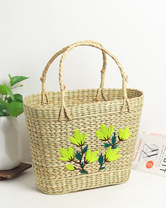 Seagrass Shopping Basket | Embroidery Basket