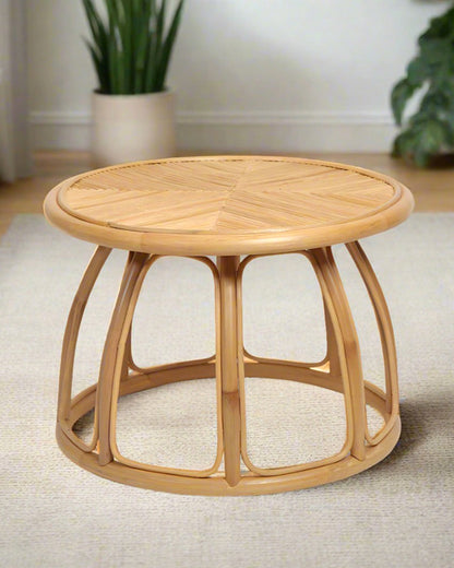 Hobo Rattan Table | Cane Round Table | Rattan Stool | Side Table