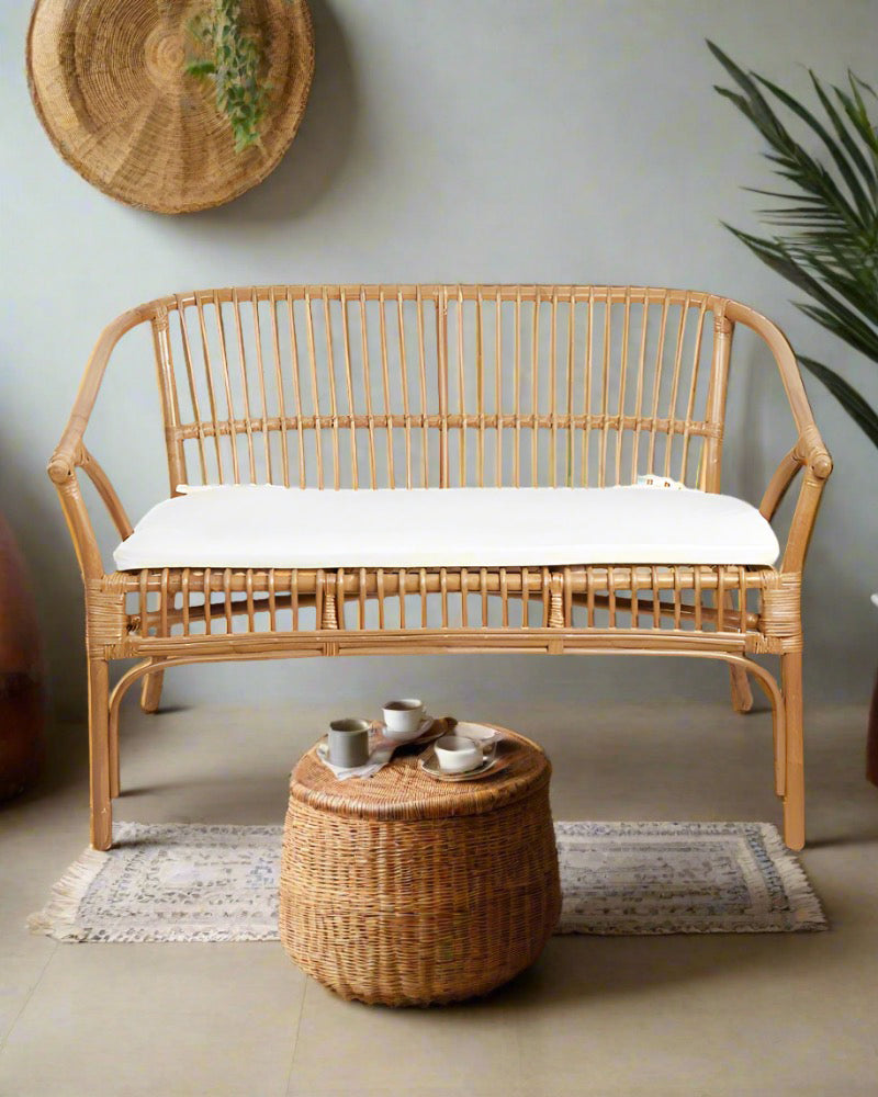 Bira Bamboo Cane Sofa With Cushion | Rattan Garden Sofa | Bamboo Cane Sofa