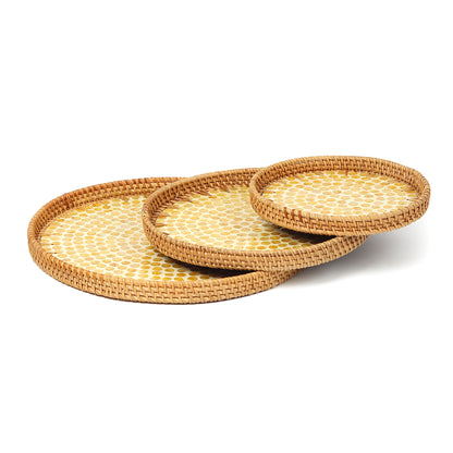 Round Rattan Tray | Decorative Tray | Cane Gift Hamper Tray | Serving Tray