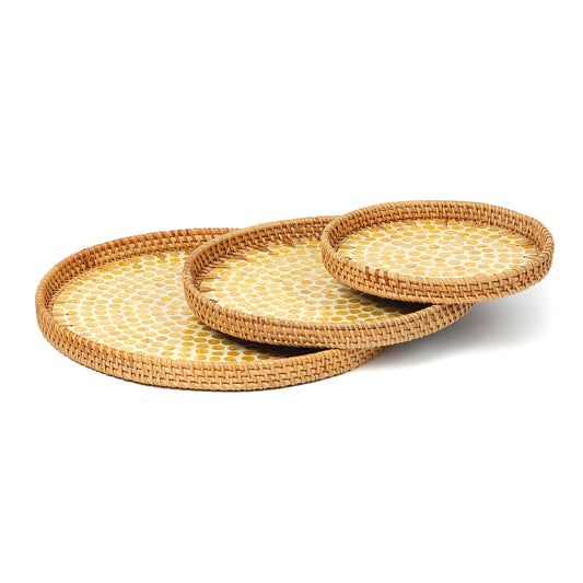 Round Rattan Tray | Decorative Tray | Cane Gift Hamper Tray | Serving Tray