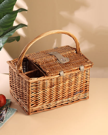 Wicker Picnic Basket | Picnic Basket | Willow Picnic Hamper Set | Vintage-Style Wicker Picnic Hamper