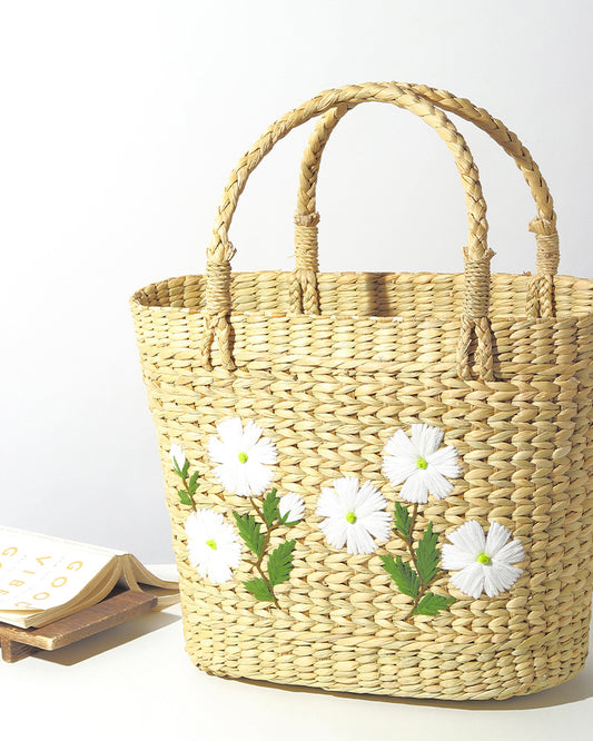 Seagrass Shopping Basket | Embroidery Basket