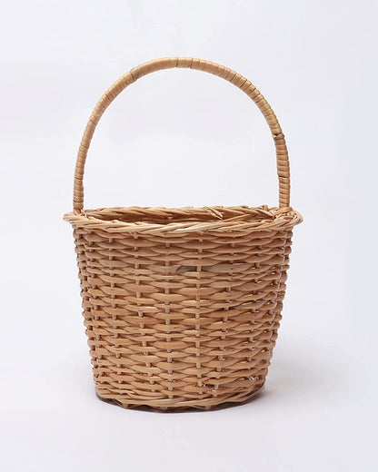 Wicker Round Hamper Basket with Handle