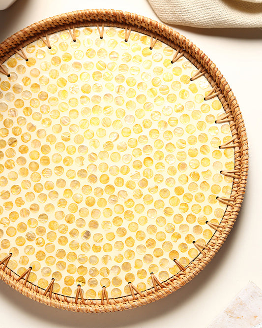 Round Rattan Tray | Decorative Tray | Cane Gift Hamper Tray | Serving Tray