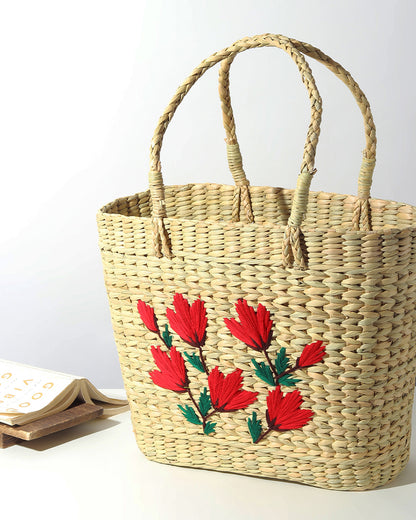 Seagrass Shopping Basket | Embroidery Basket