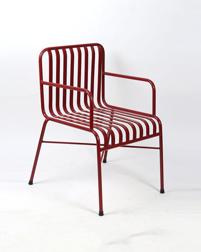 Metal Frame Chair with Cushioned Seat & Back | Stylish Accent Chair for Living Room, Office, Dining Room (Red)