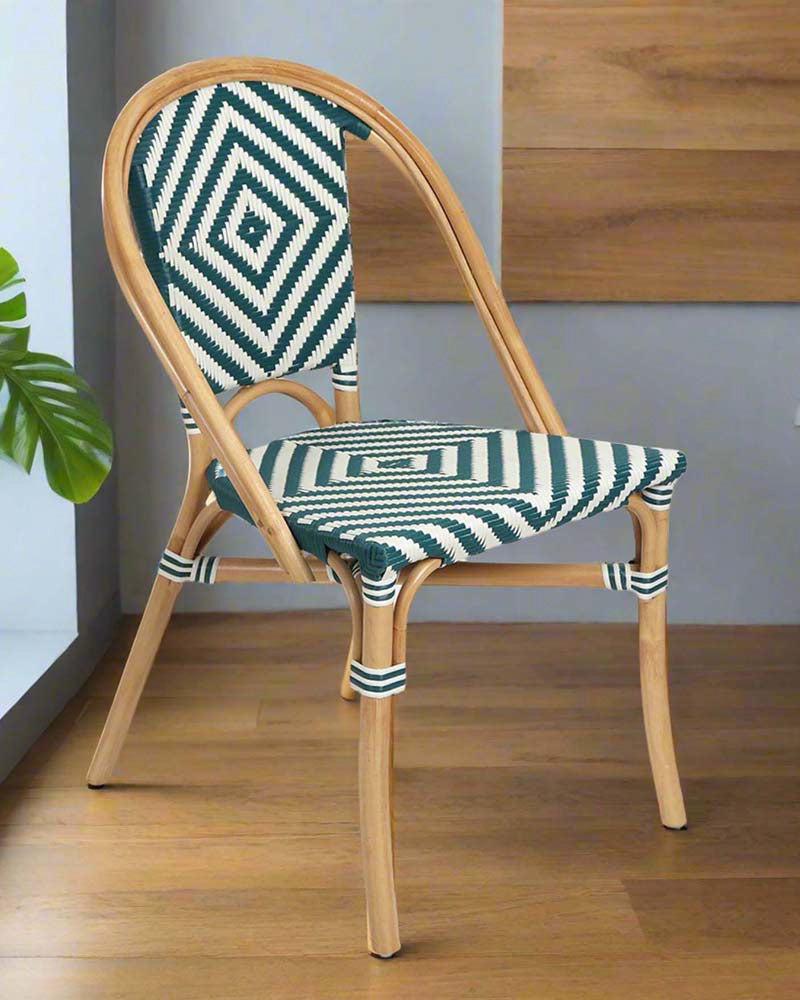 Green Bistro Bamboo Chair | Rattan Chair | Cane Furniture