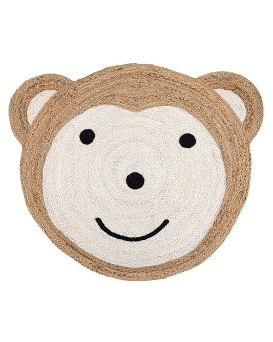 Jute Round Floor Mats | Jute Carpet for Living Room | Teddy Bear Rug - White, 3Ft