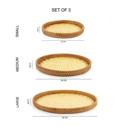 Round Rattan Tray | Decorative Tray | Cane Gift Hamper Tray | Serving Tray