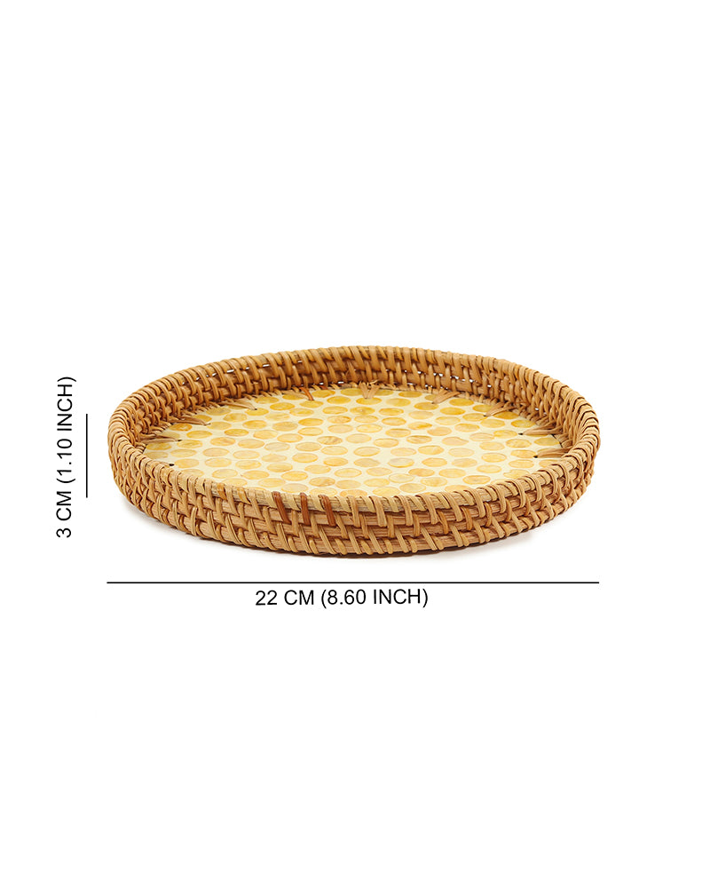 Round Rattan Tray | Decorative Tray | Cane Gift Hamper Tray | Serving Tray