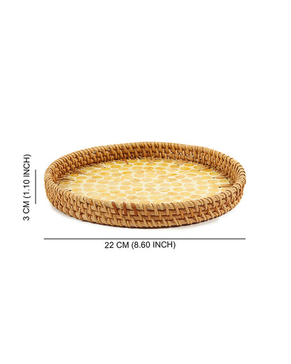 Round Rattan Tray | Decorative Tray | Cane Gift Hamper Tray | Serving Tray