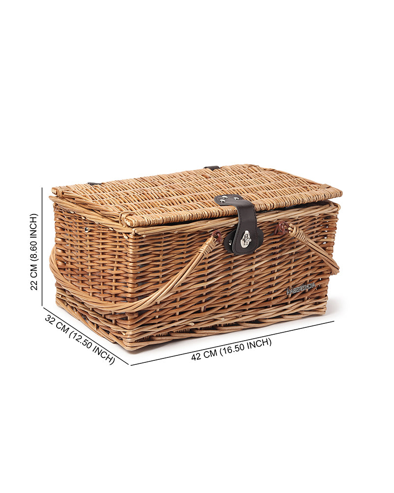 Wicker Hamper With Folding Table | Picnic Hamper Set | Wicker Picnic Basket For 4