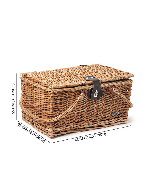 Wicker Hamper With Folding Table | Picnic Hamper Set | Wicker Picnic Basket For 4