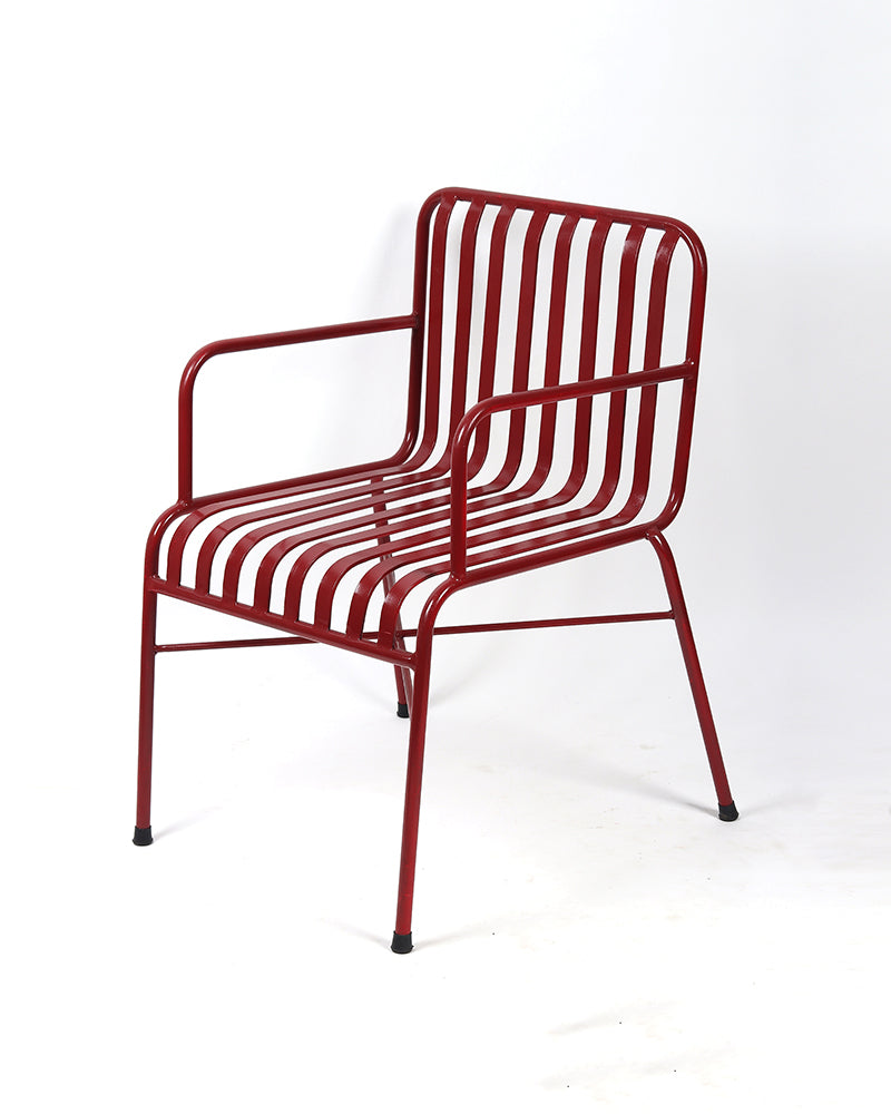 Metal Frame Chair with Cushioned Seat & Back | Stylish Accent Chair for Living Room, Office, Dining Room (Red)