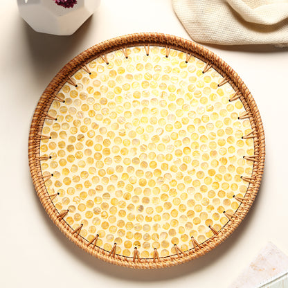 Round Rattan Tray | Decorative Tray | Cane Gift Hamper Tray | Serving Tray