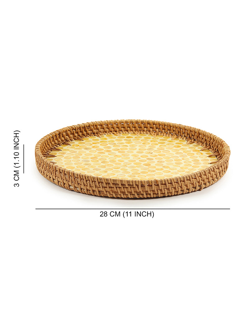 Round Rattan Tray | Decorative Tray | Cane Gift Hamper Tray | Serving Tray