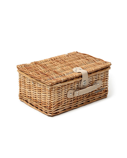 Vintage-Style Wicker Picnic Hamper | Wicker Picnic Basket For 2 | Picnic Basket With Utensils Cutlery Holder