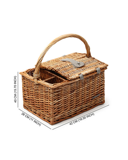 Wicker Picnic Basket | Picnic Basket | Willow Picnic Hamper Set | Vintage-Style Wicker Picnic Hamper