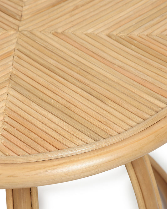 Hobo Rattan Table | Cane Round Table | Rattan Stool | Side Table