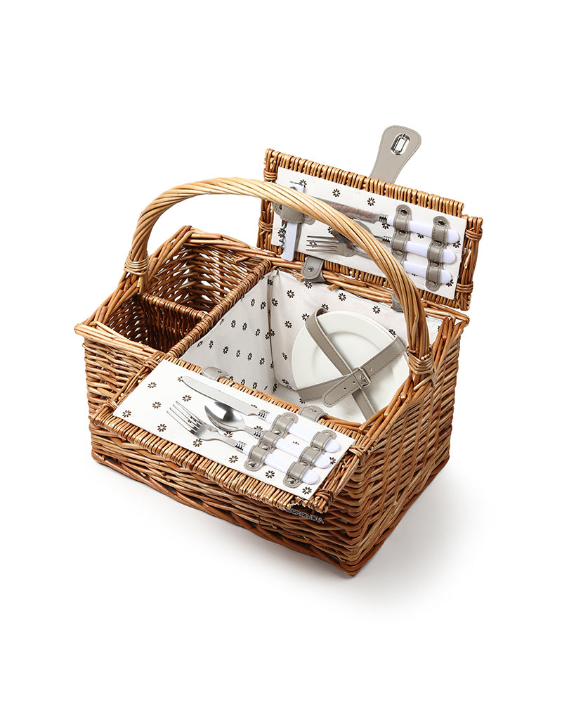 Wicker Picnic Basket | Picnic Basket | Willow Picnic Hamper Set | Vintage-Style Wicker Picnic Hamper