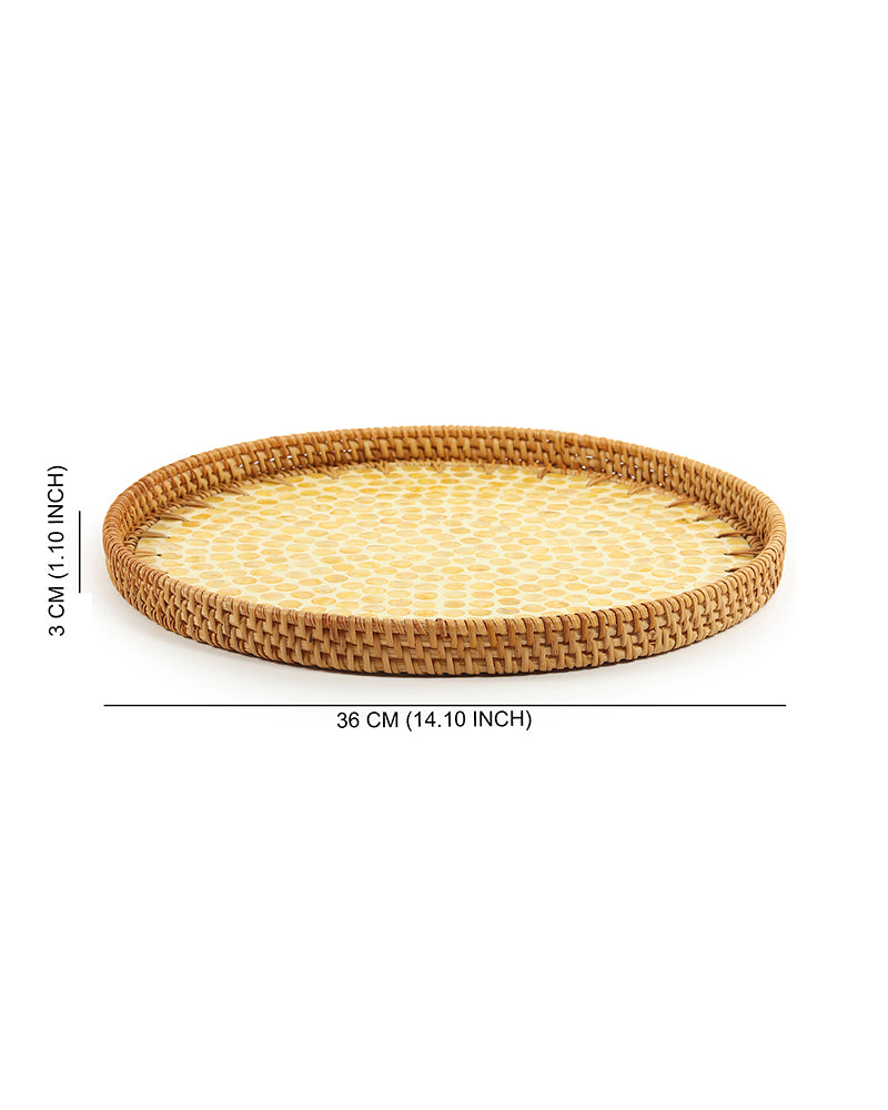 Round Rattan Tray | Decorative Tray | Cane Gift Hamper Tray | Serving Tray