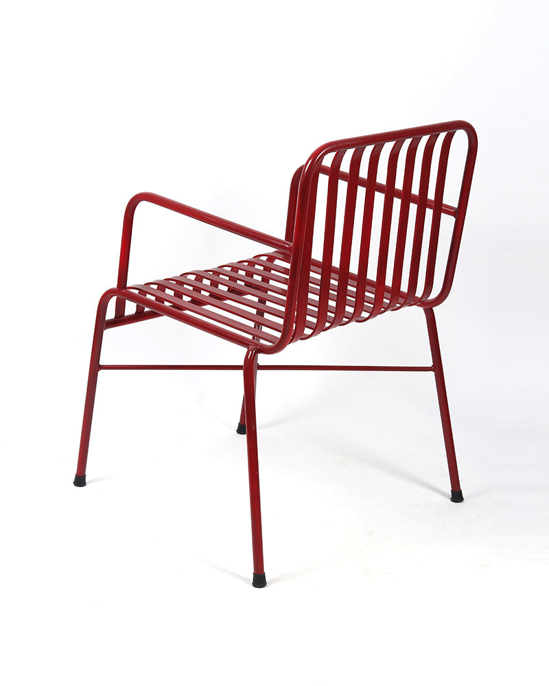 Metal Frame Chair with Cushioned Seat & Back | Stylish Accent Chair for Living Room, Office, Dining Room (Red)