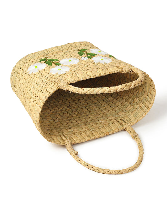 Seagrass Shopping Basket | Embroidery Basket