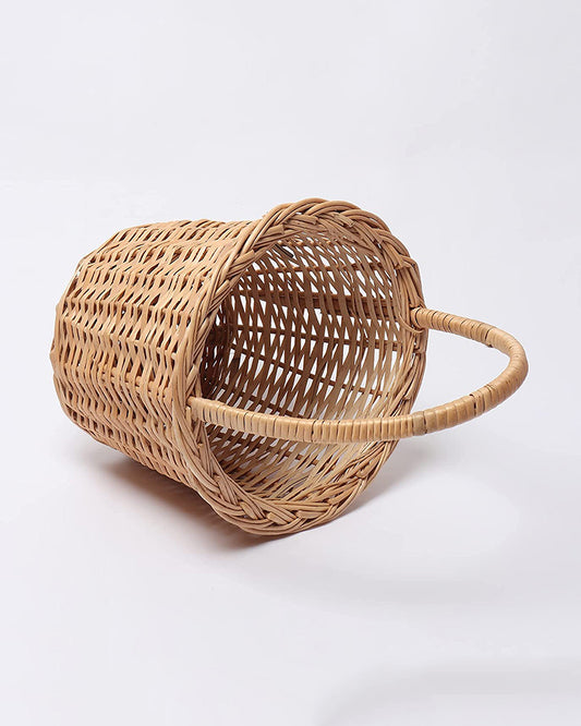 Wicker Round Hamper Basket with Handle