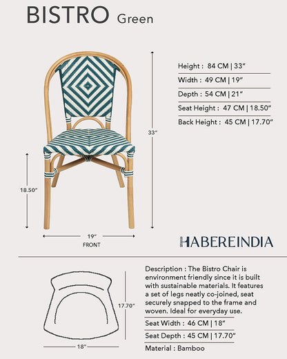 Green Bistro Bamboo Chair | Rattan Chair | Cane Furniture