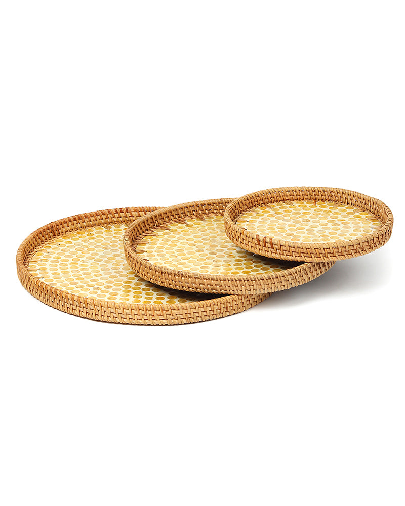 Round Rattan Tray | Decorative Tray | Cane Gift Hamper Tray | Serving Tray