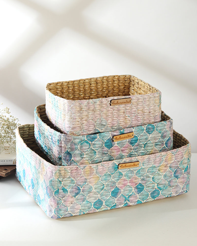 Seagrass Multicolour Storage Trays - Set of 3