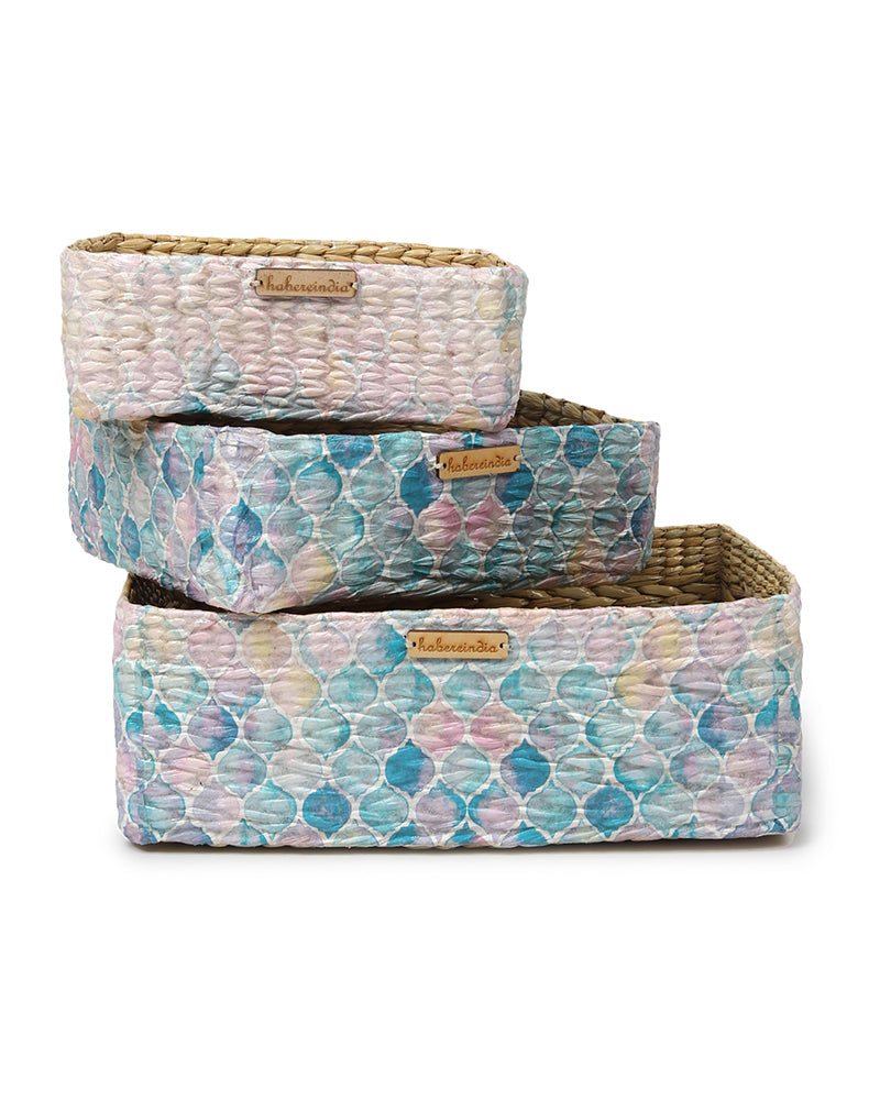 Seagrass Multicolour Storage Trays - Set of 3