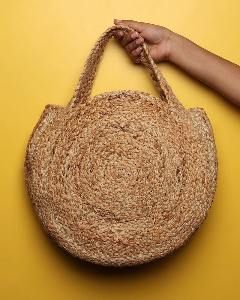 Jute Tote Bag | Round Tote Handbag