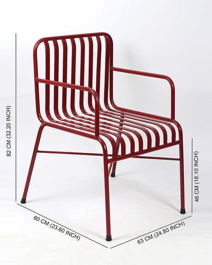 Metal Frame Chair with Cushioned Seat & Back | Stylish Accent Chair for Living Room, Office, Dining Room (Red)