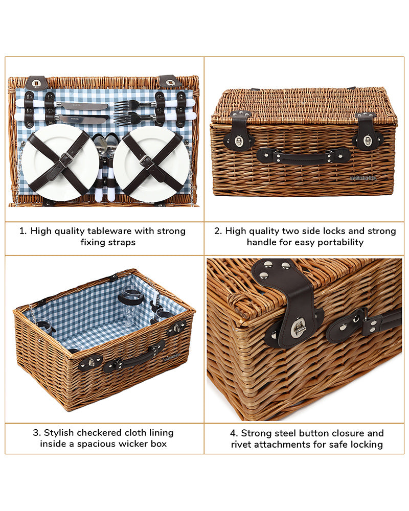 Large Wicker Picnic Basket For Camping | Outdoors Picnic Basket | Wicker Basket With Handle For Outdoors