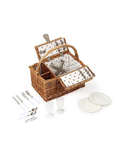 Wicker Picnic Basket | Picnic Basket | Willow Picnic Hamper Set | Vintage-Style Wicker Picnic Hamper