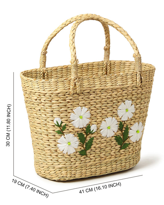 Seagrass Shopping Basket | Embroidery Basket