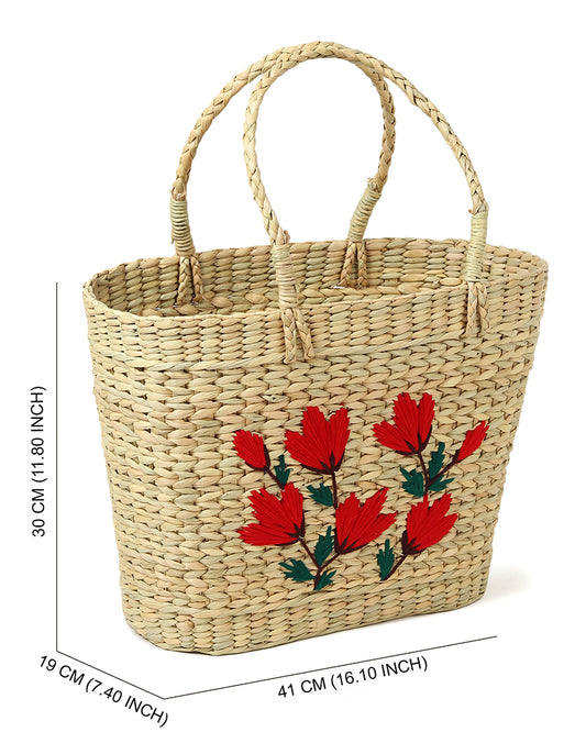 Seagrass Shopping Basket | Embroidery Basket