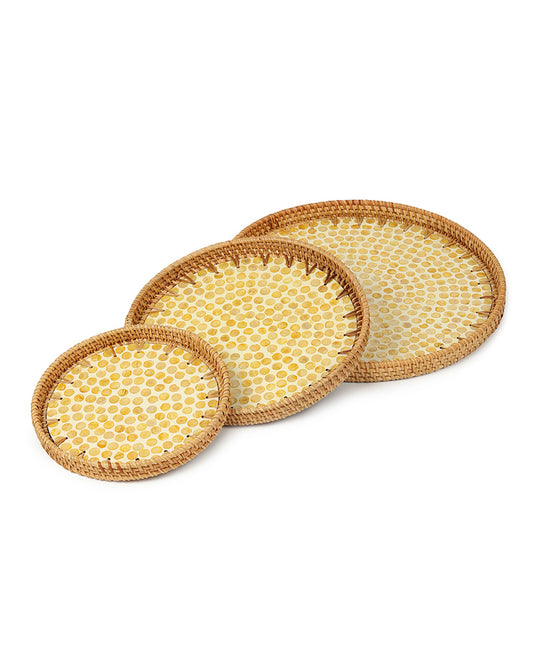 Round Rattan Tray | Decorative Tray | Cane Gift Hamper Tray | Serving Tray