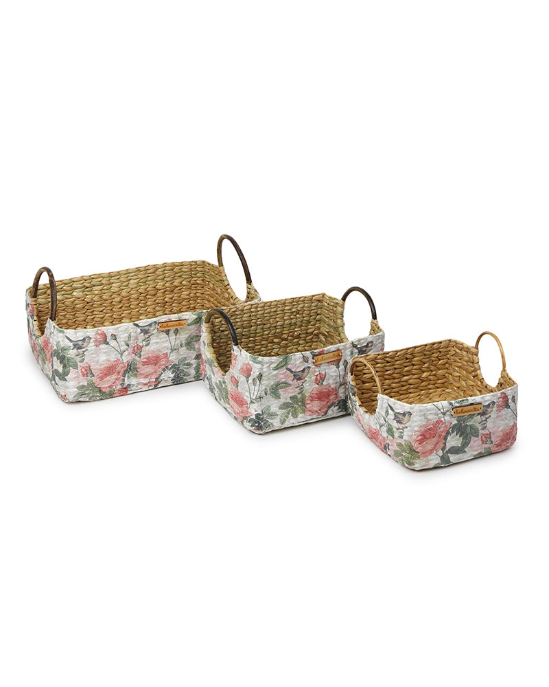 Cane Handle Hamper Trays - Set of 3