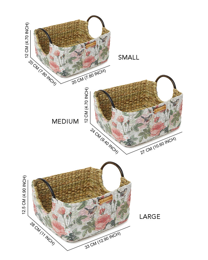 Cane Handle Hamper Trays - Set of 3